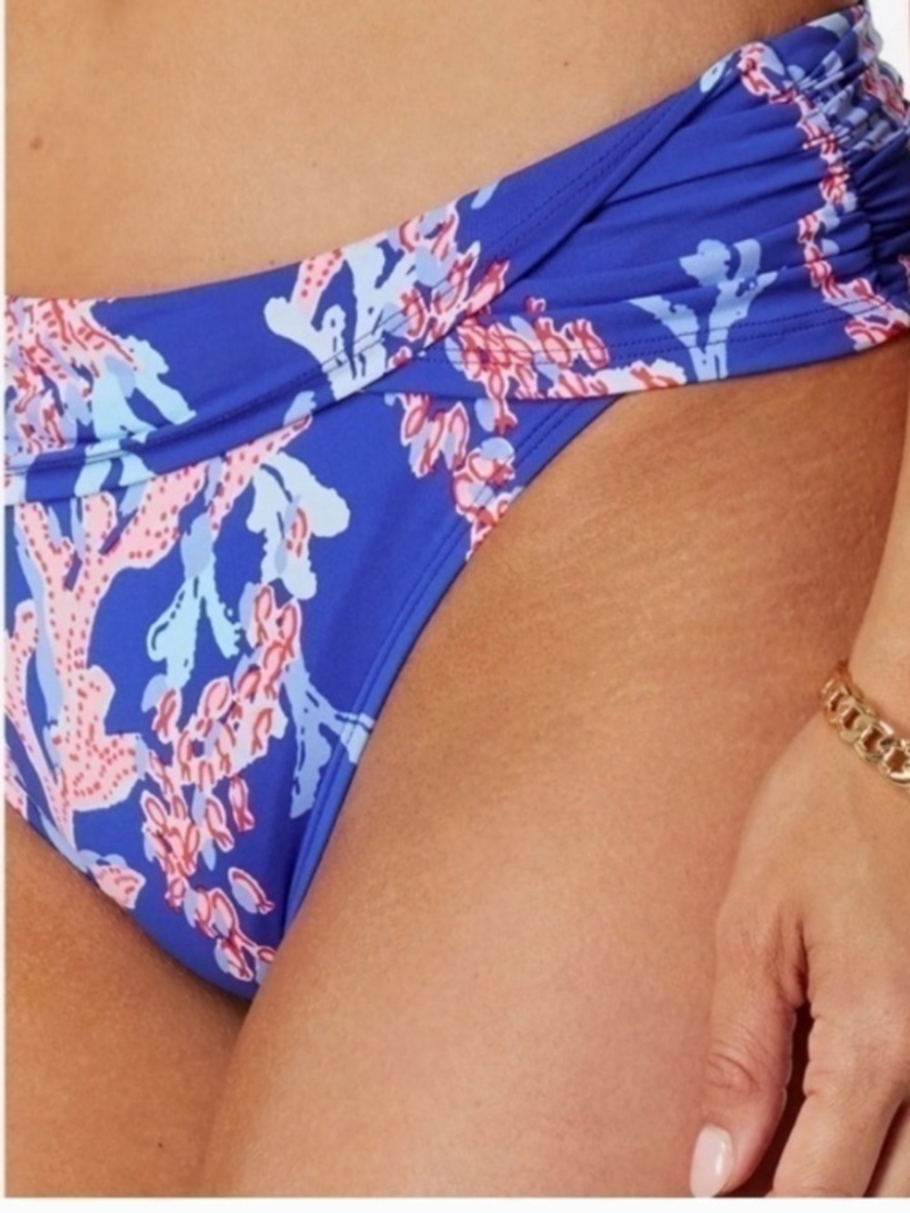 Lilly Pulitzer Blue Lagoon Sarong Hipster 2/XS & 4/S Coral Print MidRise Bottoms